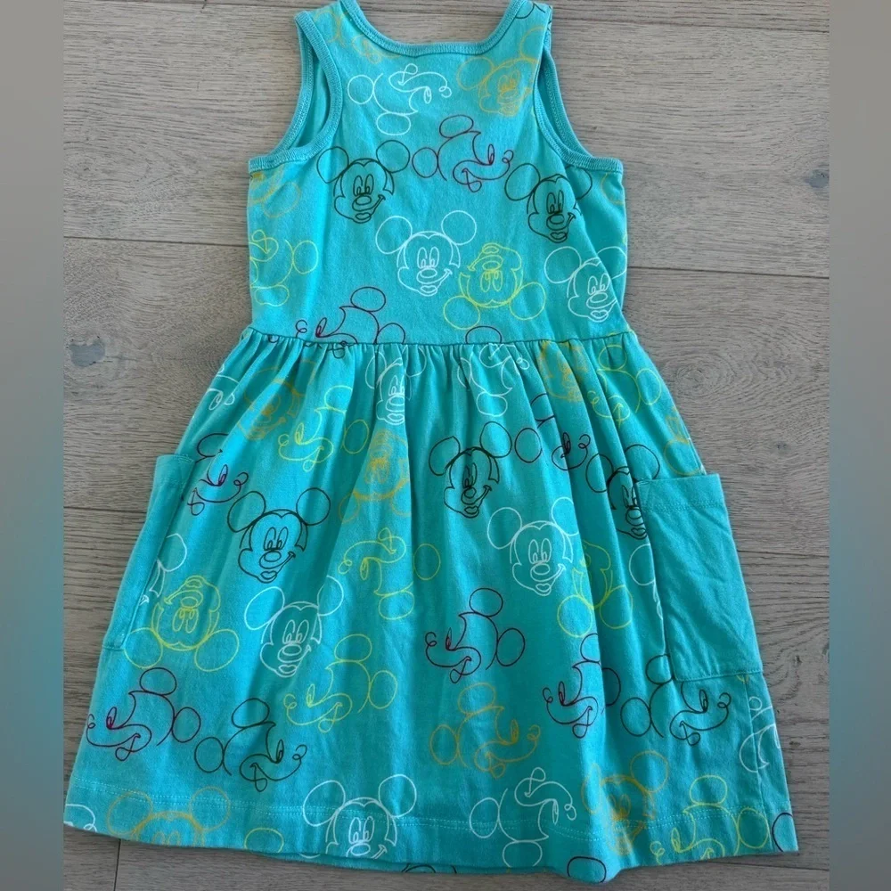 Hanna Andersson Mickey Mouse Aqua Dress Size 4